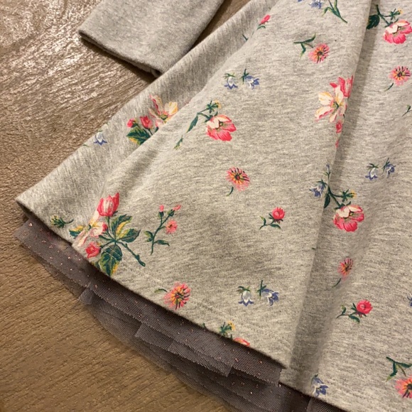 Gap Grey Flowers Dress with Glitter Tulle - Picture 2 of 7